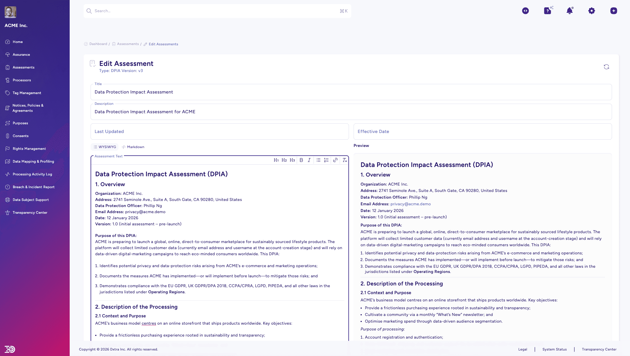 Data Protection Impact & Other Assessments