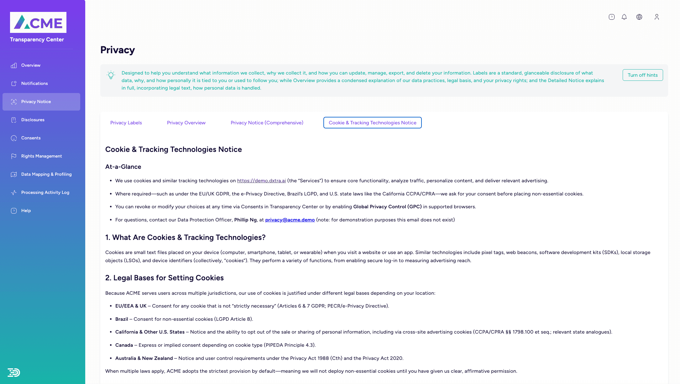 Disclosures & Multi-Layered Privacy Notices