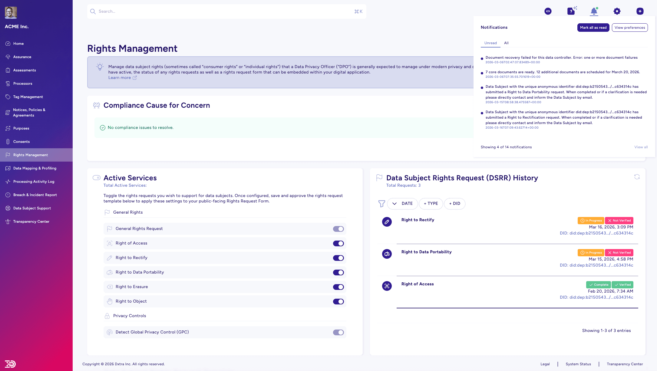 Data Subject Rights Management