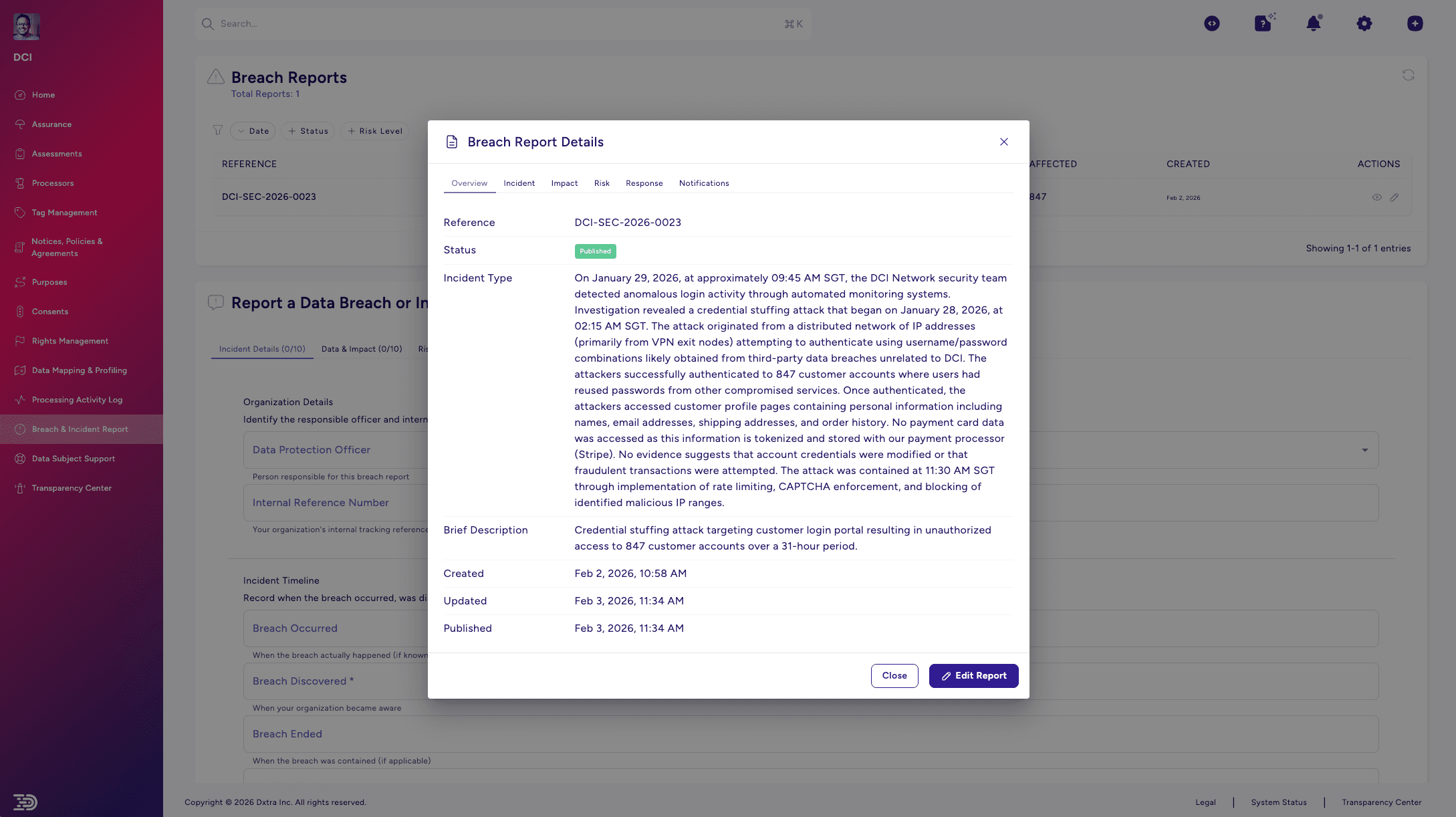 Data Breach & Incident Reporting